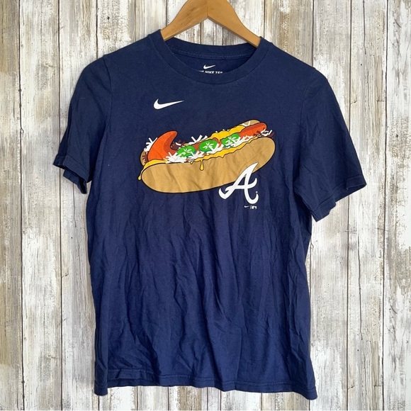 Nike Tops - Nike MLB Rare Atlanta Braves Hot Dog Glizzy Tee Blue Women’s Large